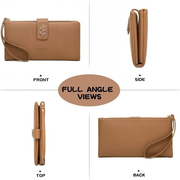 Women's RFID Blocking Wristlet Wallet with Phone Pocket Large Capacity Stylish P - Picture 7 of 7